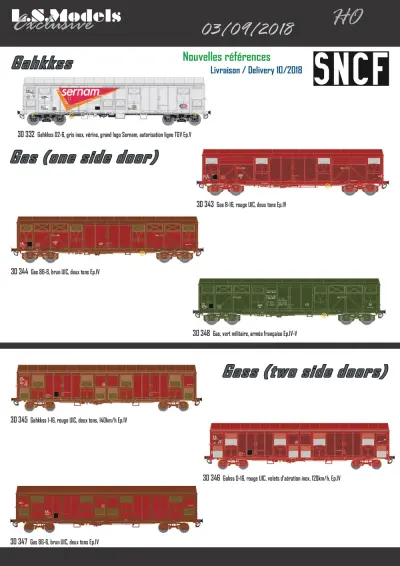 SNCF - Gahkss / Gas / Gass / Uas freight wagons - LS Models