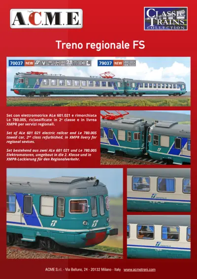 Treno regionale FS (ref. 70037 / 79037) - ACME - Anonima Costruzioni Modellistiche Esatte
