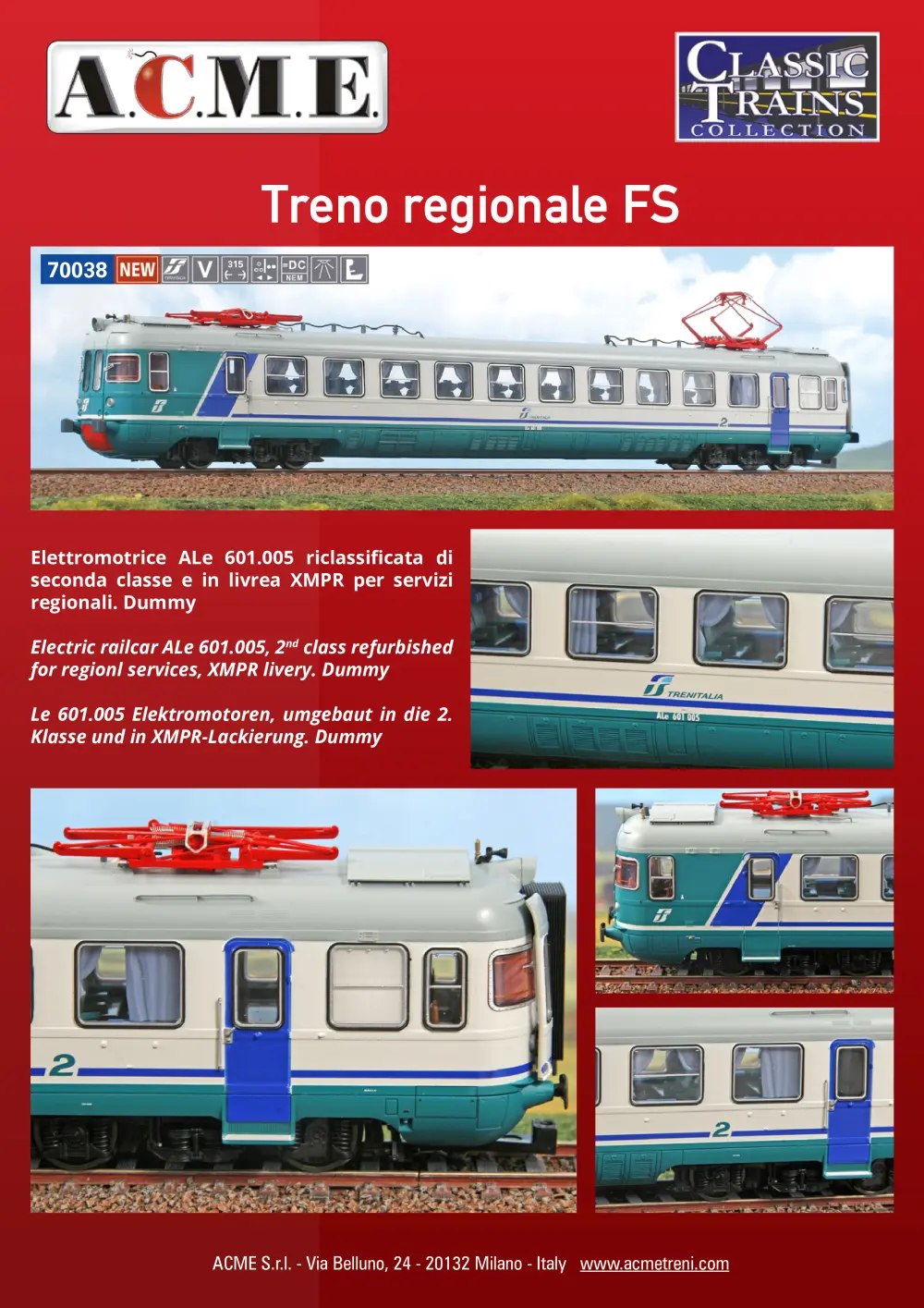ACME - Anonima Costruzioni Modellistiche Esatte - Treno regionale FS (ref. 70038)