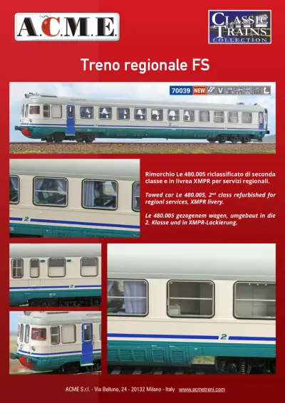 Treno regionale FS (ref. 70039) - ACME - Anonima Costruzioni Modellistiche Esatte