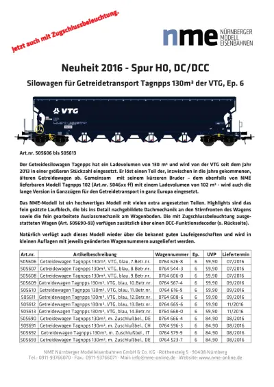 Silowagen für Getreidetransport Tagnpps 130m³ der VTG, Ep. 6 - NME - Nürnberger ModellEisenbahnen