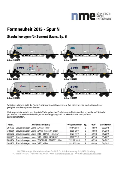 Staubsilowagen für Zement Uacns, Ep. 6 - NME - Nürnberger ModellEisenbahnen