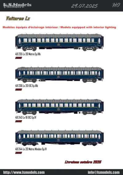 CIWL Voitures Lx / SNCF voitures USI longues, bogies Y16 - LS Models