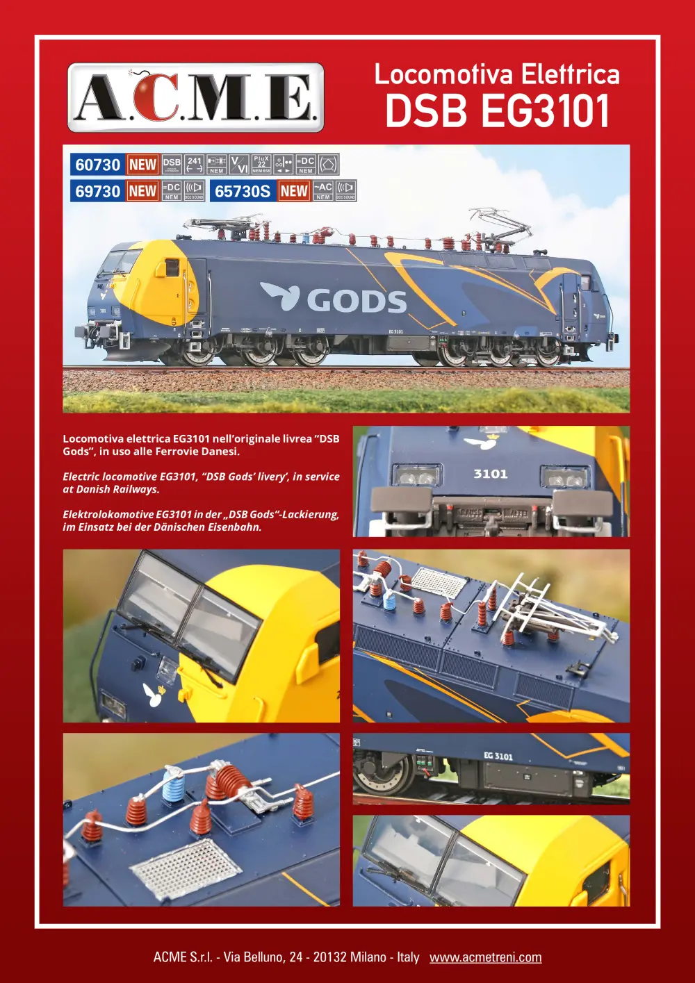 ACME - Anonima Costruzioni Modellistiche Esatte - Locomotiva Elettrica DSB EG3101 (ref. 60730 / 69730 / 65730S)