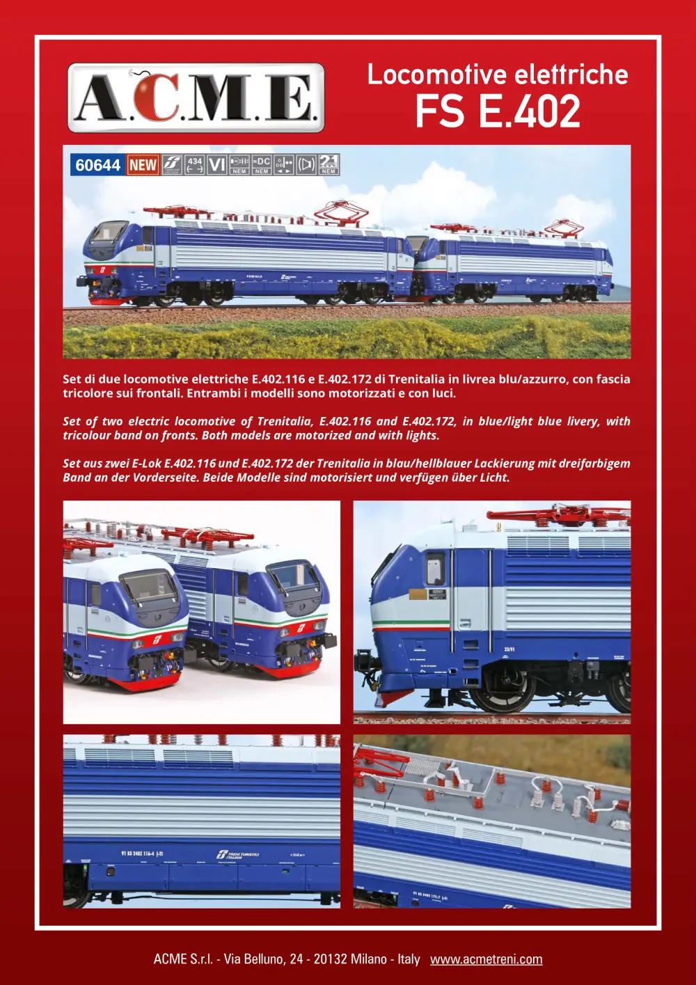 ACME - Anonima Costruzioni Modellistiche Esatte - Locomotive elettriche FS E.402 (ref. 60644)