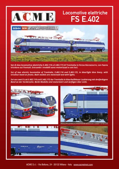 Locomotive elettriche FS E.402 (ref. 60644) - ACME - Anonima Costruzioni Modellistiche Esatte