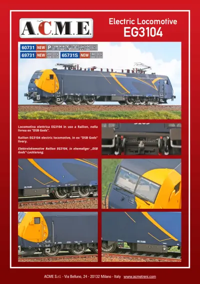 Electric Locomotive EG3104 (ref. 60731 / 69731 / 69731S) - ACME - Anonima Costruzioni Modellistiche Esatte