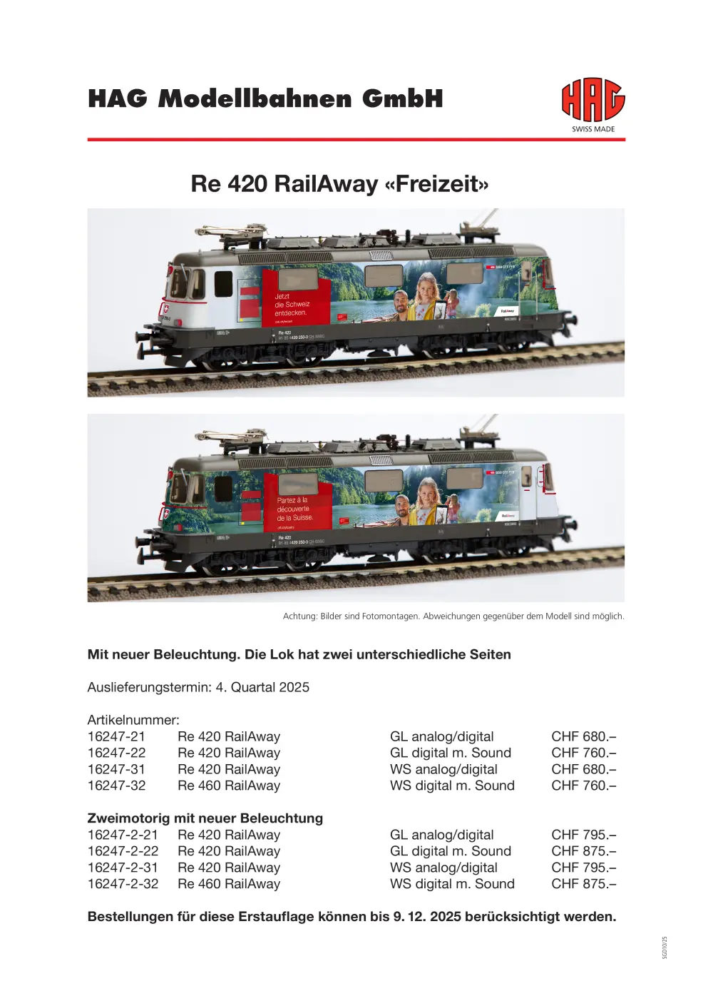 HAG - Re 420 RailAway "Freizeit"