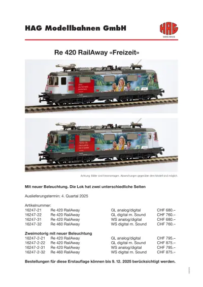 Re 420 RailAway "Freizeit" - HAG