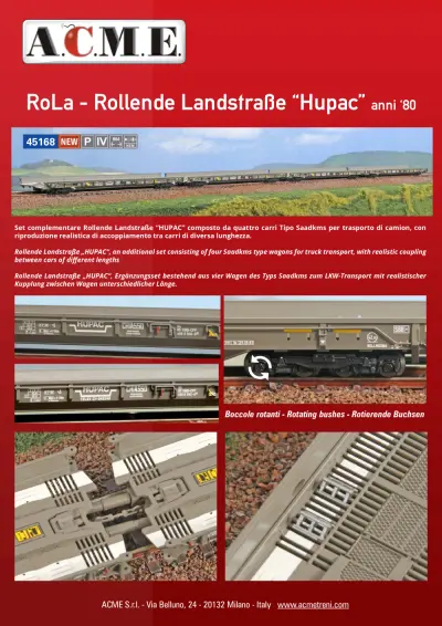 RoLa - Rollende Landstraße "Hupac" anni '80 (ref. 45168) - ACME - Anonima Costruzioni Modellistiche Esatte