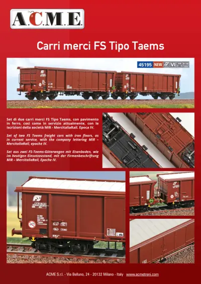 Carri merci FS Tipo Taems (ref. 45195) - ACME - Anonima Costruzioni Modellistiche Esatte
