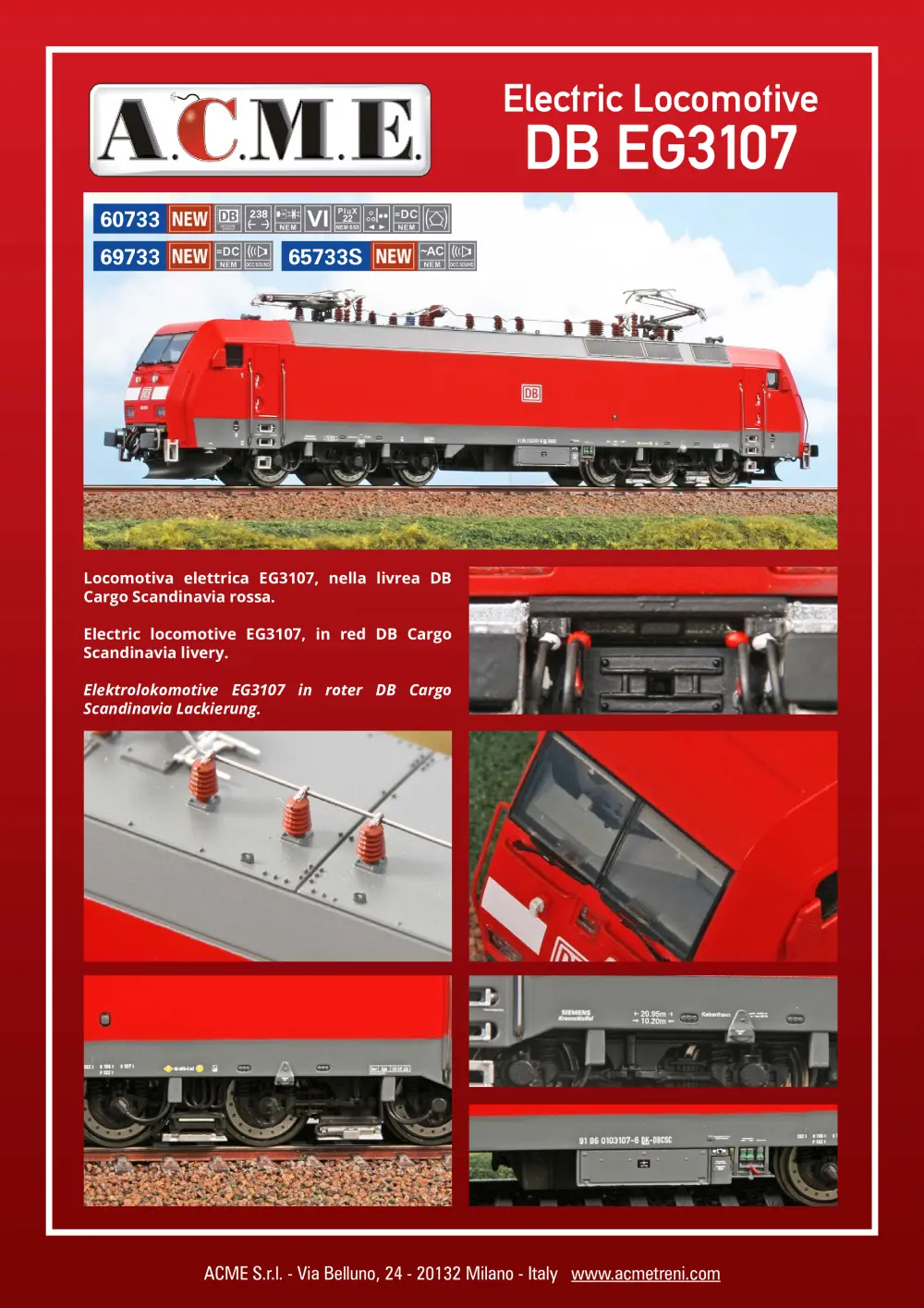 ACME - Anonima Costruzioni Modellistiche Esatte - Electric Locomotive DB EG3107 (ref. 60733 / 69733 / 65733S)