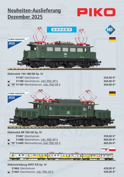 Neuheiten-Auslieferung Dezember 2025 - PIKO