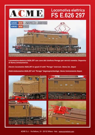 Locomotiva elettrica FS E.626 297 (ref. 60583 / 69583) - ACME - Anonima Costruzioni Modellistiche Esatte