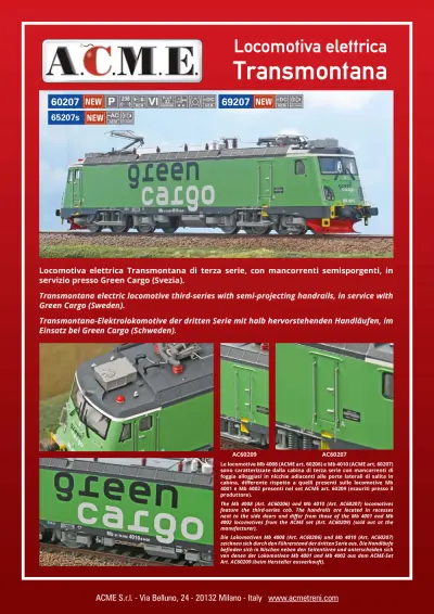 Locomotiva elettrica Transmontana (ref. 60207 / 69207 / 65207s) - ACME - Anonima Costruzioni Modellistiche Esatte