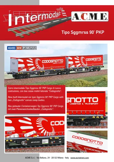 PKP Cargo - Sggmrss 90' "Codognotto" freight wagon (ref. 40493) - ACME - Anonima Costruzioni Modellistiche Esatte