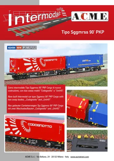 PKP Cargo - Sggmrss 90' "Codognotto" freight wagon (ref. 40494) - ACME - Anonima Costruzioni Modellistiche Esatte