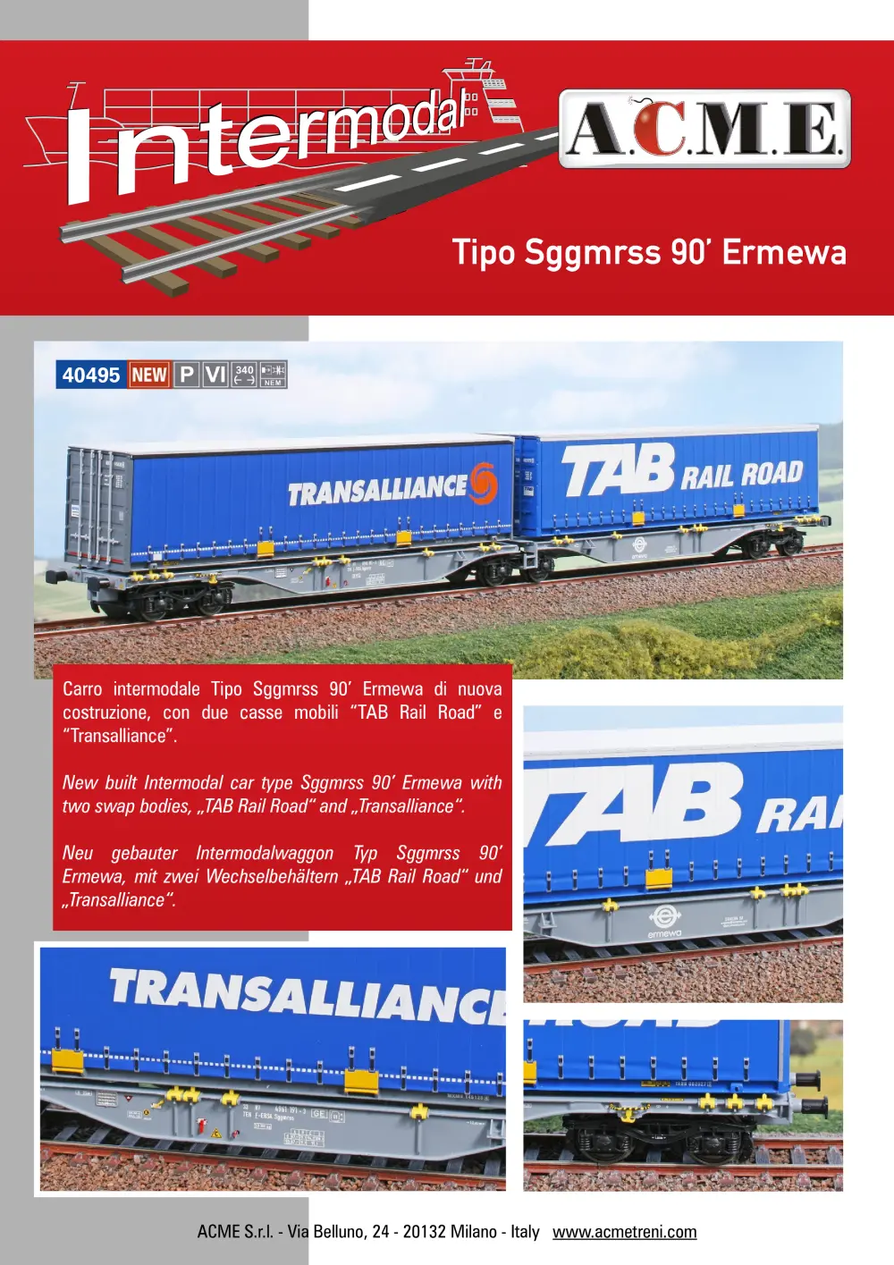 ACME - Anonima Costruzioni Modellistiche Esatte - Ermewa - Sggmrss 90' "TAB Rail Road" freight wagon (ref. 40495)