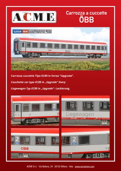ÖBB - Liegewagen Typ EC89 in "Upgrade"-Lackierung (ref. 52558) - ACME - Anonima Costruzioni Modellistiche Esatte