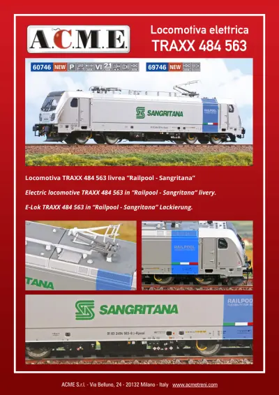 Locomotiva elettrica TRAXX 484 563 (ref. 60746 / 69746) - ACME - Anonima Costruzioni Modellistiche Esatte