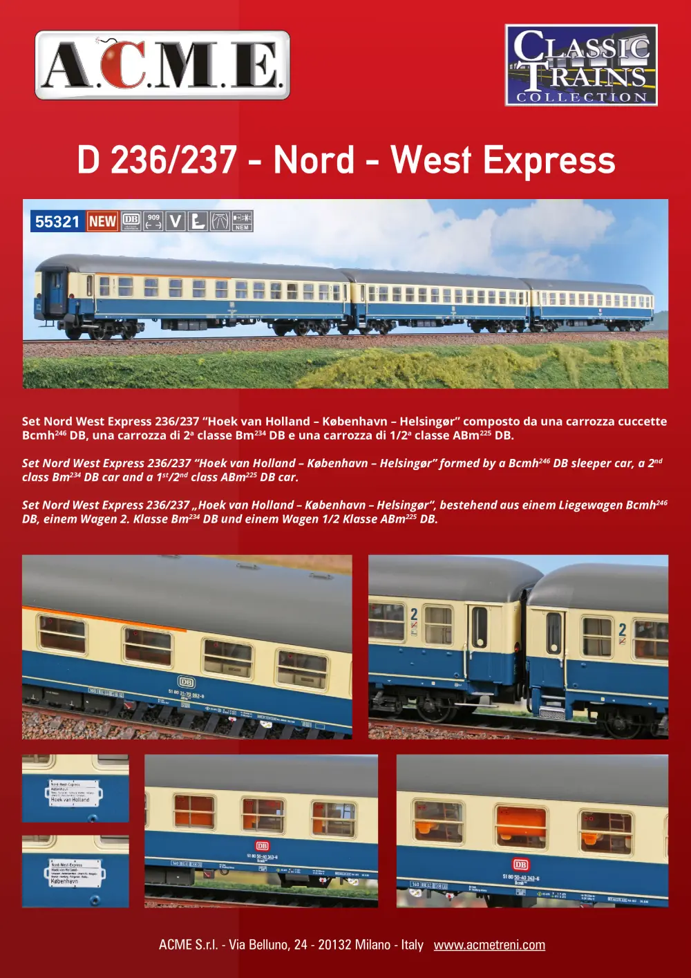 ACME - Anonima Costruzioni Modellistiche Esatte - DB - D 236/237 "Nord-West-Expreß" set (ref. 55321)