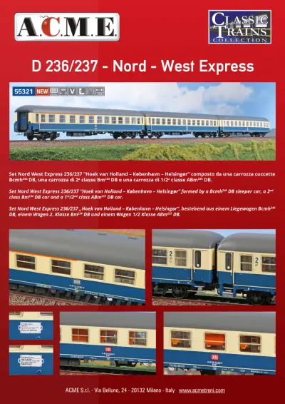 DB - D 236/237 "Nord-West-Expreß" set (ref. 55321) - ACME - Anonima Costruzioni Modellistiche Esatte