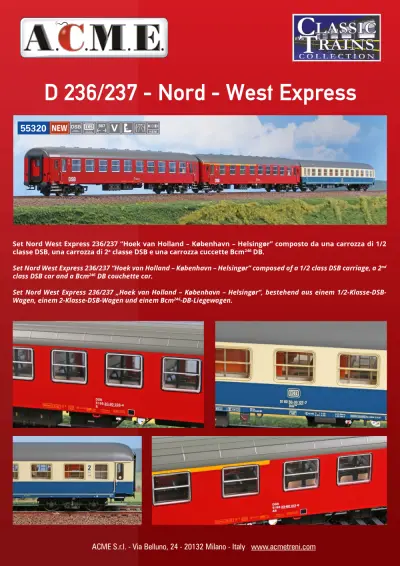 DB & DSB - D 236/237 "Nord-West-Expreß" set (ref. 55320) - ACME - Anonima Costruzioni Modellistiche Esatte