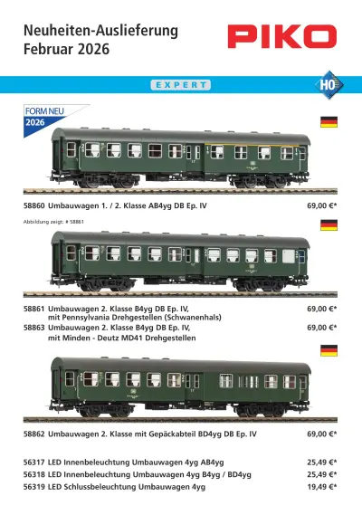Neuheiten-Auslieferung Februar 2026 - PIKO