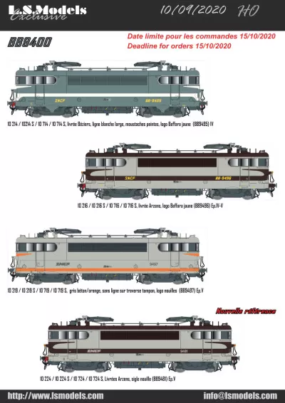 SNCF - BB9400 electric locomotives (new references) - LS Models