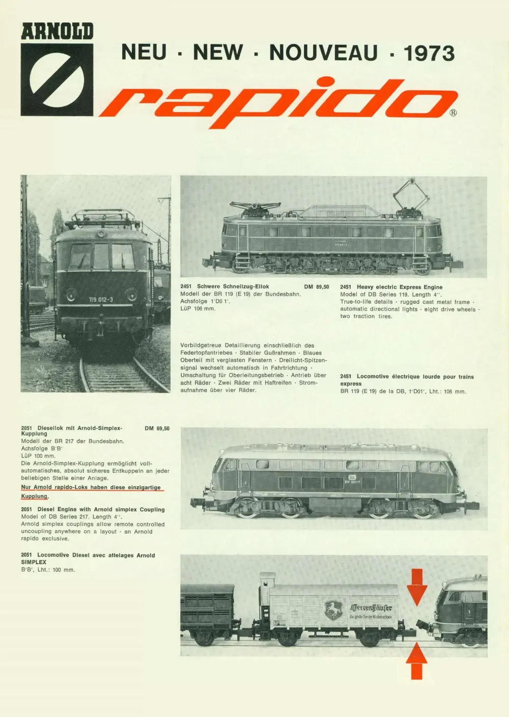 Arnold - Neuheiten / New Items / Nouveautés 1973