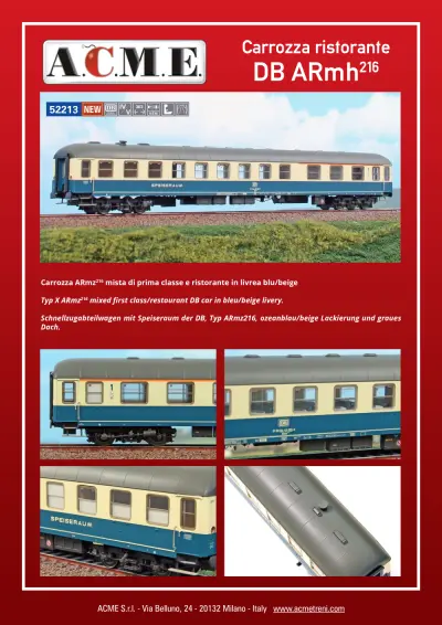 Carrozza ristorante DB ARmh216 (ref. 52213) - ACME - Anonima Costruzioni Modellistiche Esatte