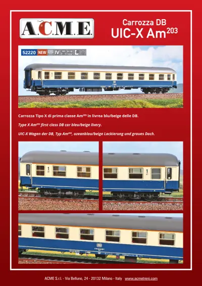 Carrozza DB UIC-X Am203 (ref. 52220) - ACME - Anonima Costruzioni Modellistiche Esatte