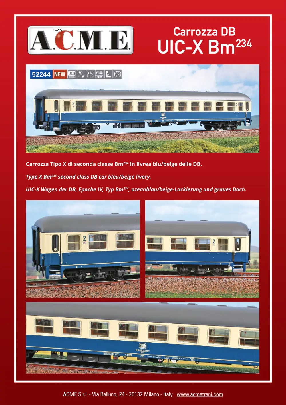 ACME - Anonima Costruzioni Modellistiche Esatte - Carrozza DB UIC-X Bm234 (ref. 52244)