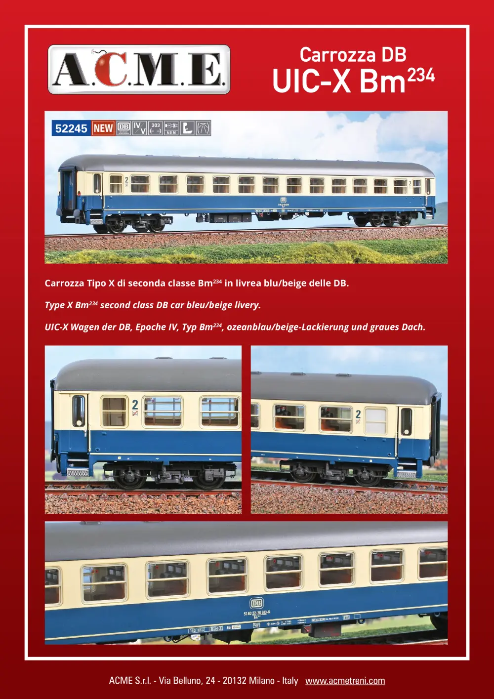 ACME - Anonima Costruzioni Modellistiche Esatte - Carrozza DB UIC-X Bm234 (ref. 52245)