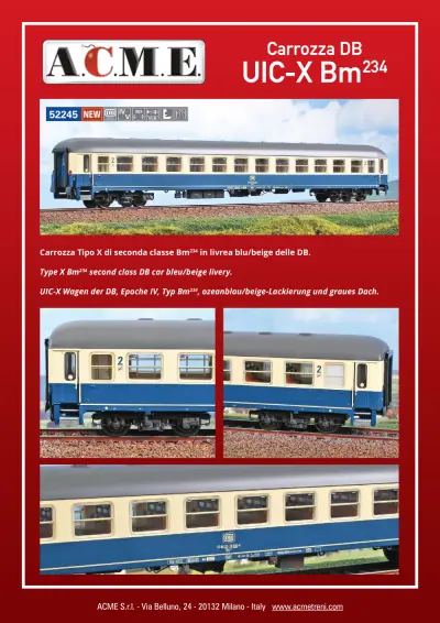 Carrozza DB UIC-X Bm234 (ref. 52245) - ACME - Anonima Costruzioni Modellistiche Esatte