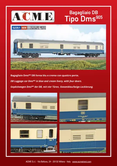 Bagagliaio DB Tipo Dms905 (ref. 52351) - ACME - Anonima Costruzioni Modellistiche Esatte