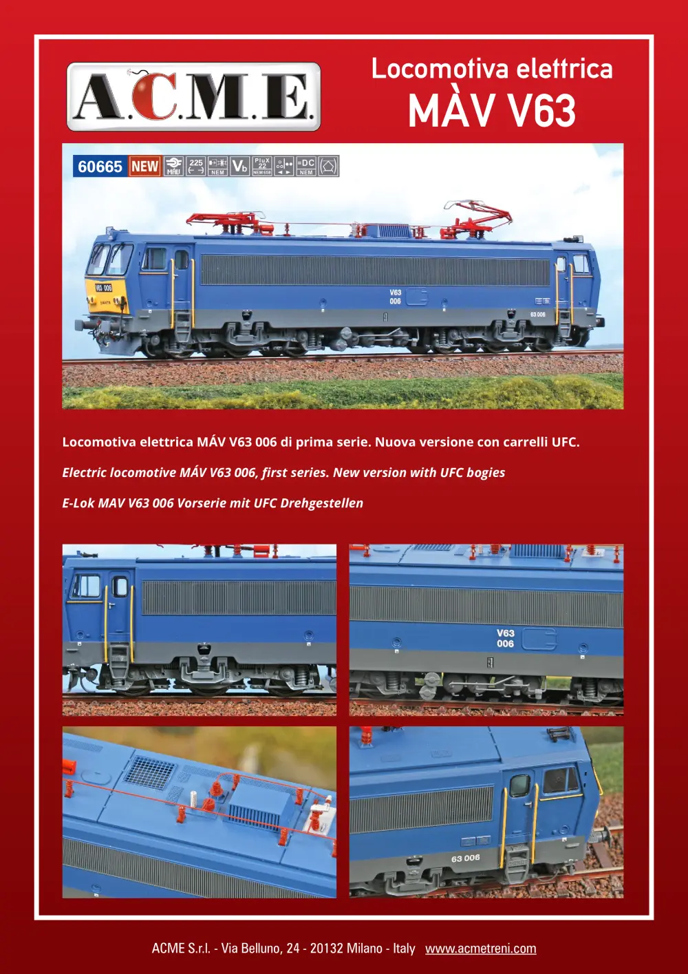 ACME - Anonima Costruzioni Modellistiche Esatte - Locomotiva elettrica MÀV V63 (ref. 60665)