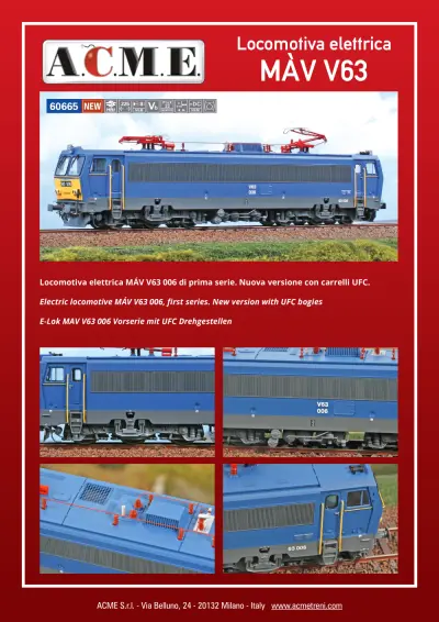 Locomotiva elettrica MÀV V63 (ref. 60665) - ACME - Anonima Costruzioni Modellistiche Esatte