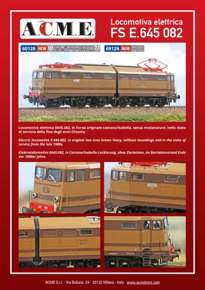 Locomotiva elettrica FS E.645 082 (ref. 60126 / 69126) - ACME - Anonima Costruzioni Modellistiche Esatte