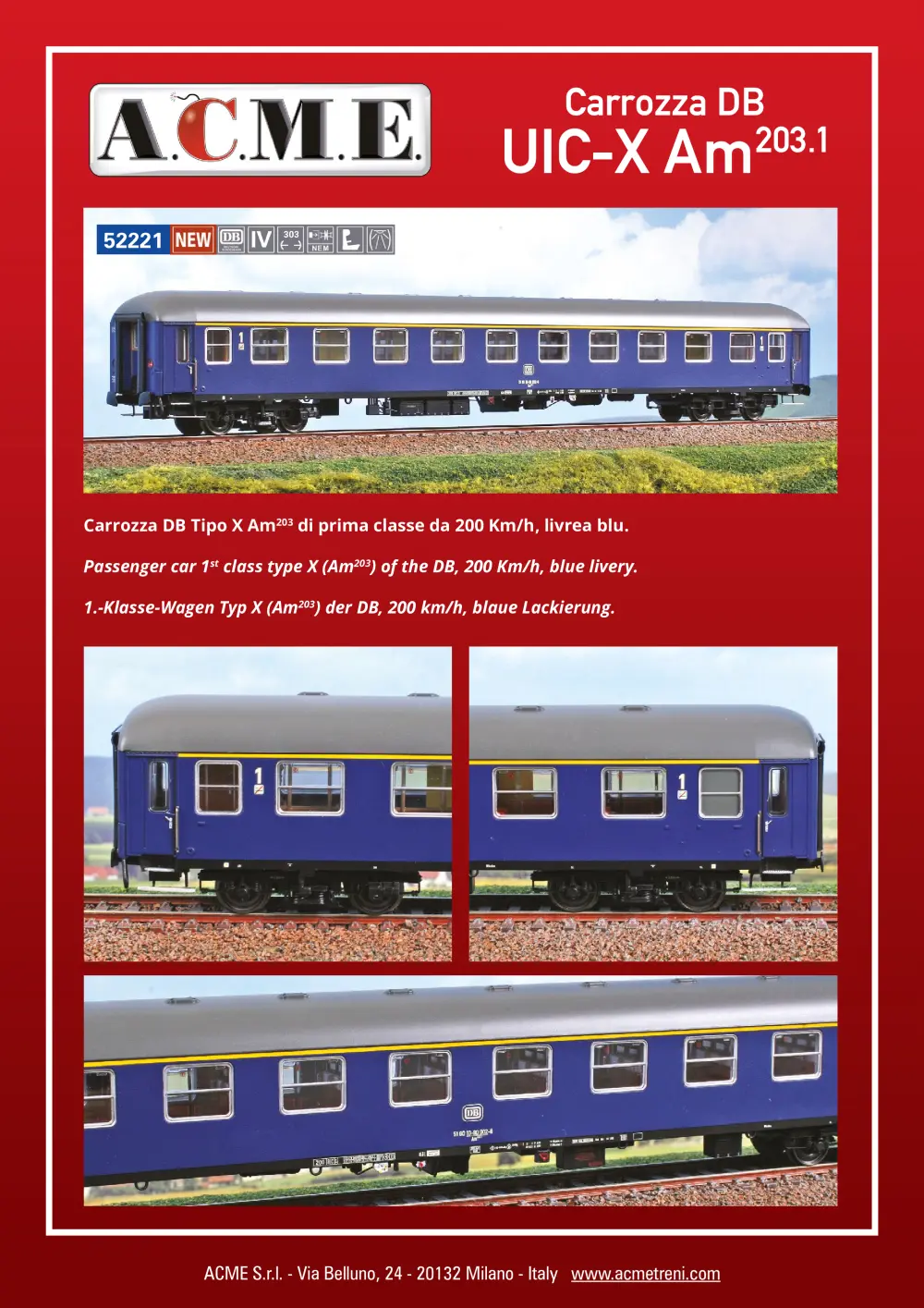 ACME - Anonima Costruzioni Modellistiche Esatte - DB - UIC-X Am 203.1 passenger coach (ref. 52221)