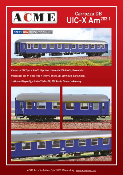 DB - UIC-X Am 203.1 passenger coach (ref. 52221) - ACME - Anonima Costruzioni Modellistiche Esatte