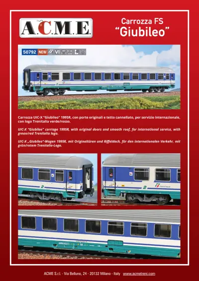 Carrozza FS "Giubileo" (ref. 50792) - ACME - Anonima Costruzioni Modellistiche Esatte