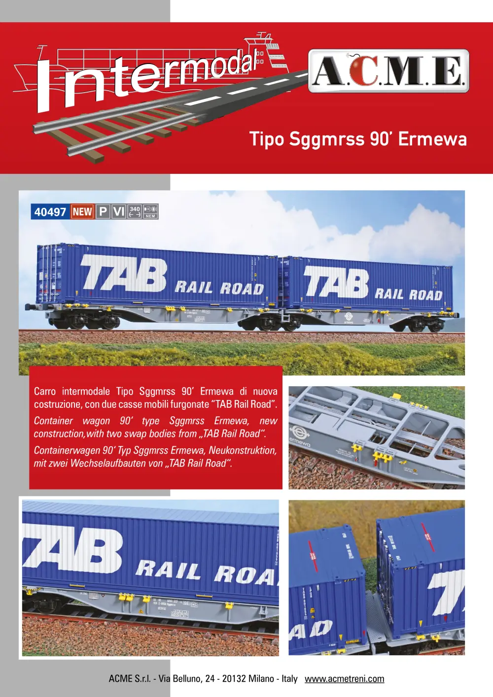 ACME - Anonima Costruzioni Modellistiche Esatte - Tipo Sggmrss 90’ Ermewa (ref. 40497)