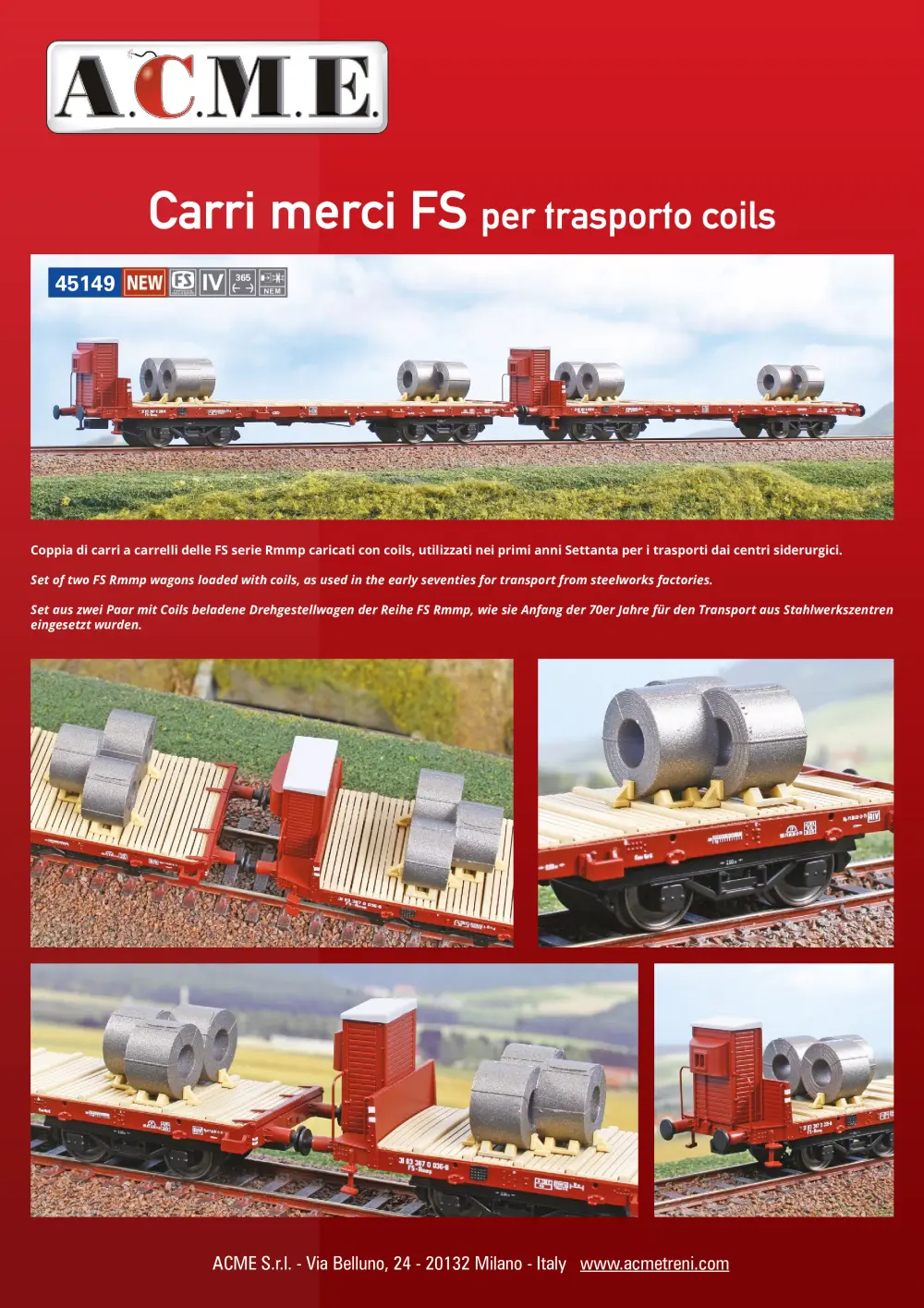ACME - Anonima Costruzioni Modellistiche Esatte - Carri merci FS per trasporto coils (ref. 45149)