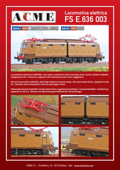 Locomotiva elettrica FS E.636 003 (ref. 60433 / 69433) - ACME - Anonima Costruzioni Modellistiche Esatte