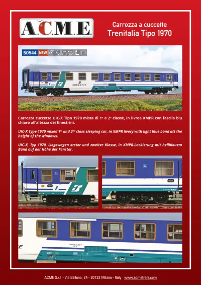 Carrozza a cuccette Trenitalia Tipo 1970 (ref. 50544) - ACME - Anonima Costruzioni Modellistiche Esatte