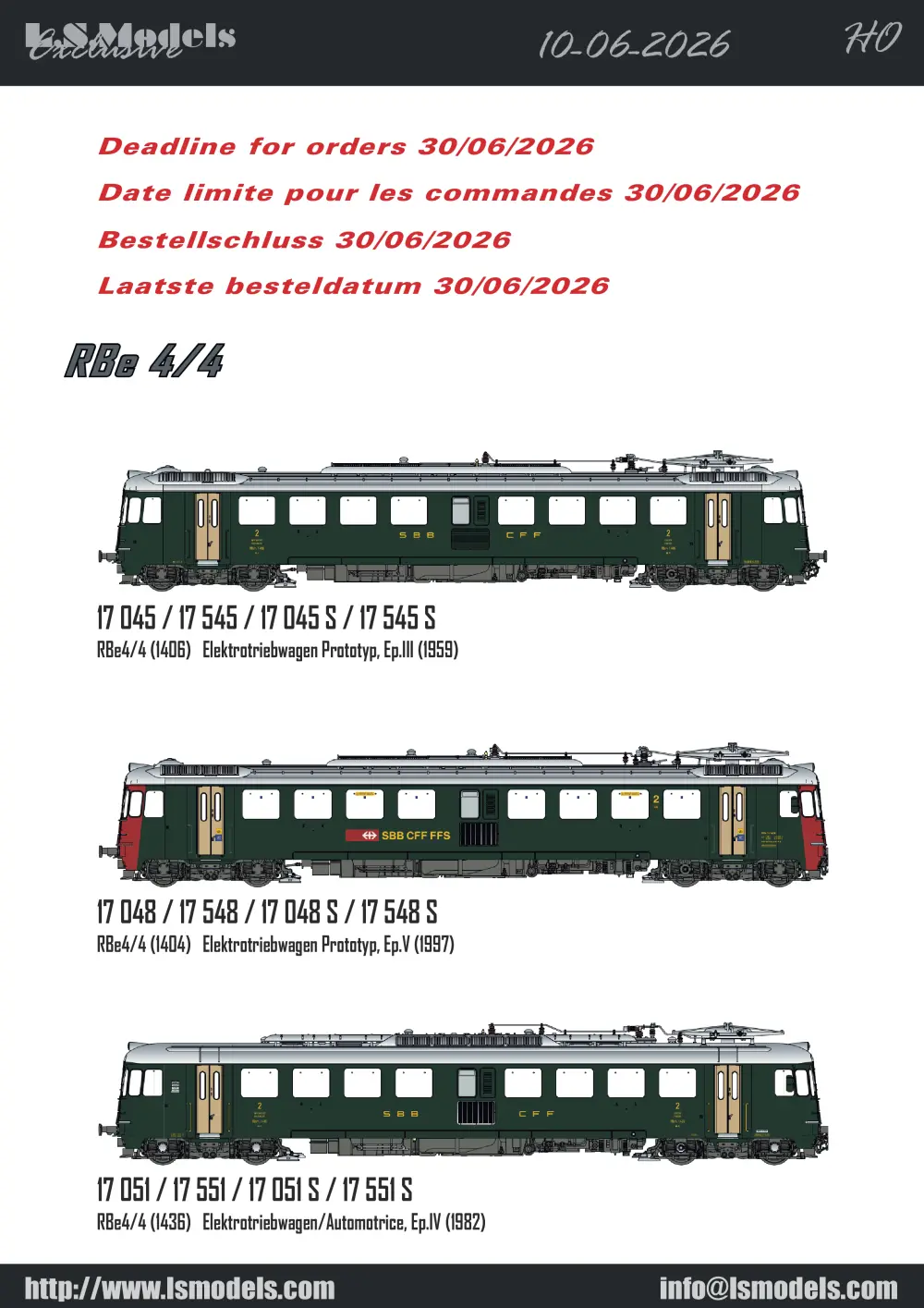 LS Models - SBB CFF FFS - RBe 4/4 Elektrotriebwagen / Automotrice