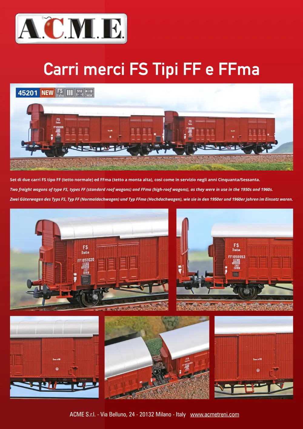 ACME - Anonima Costruzioni Modellistiche Esatte - Carri merci FS Tipi FF e FFma (ref. 45201)