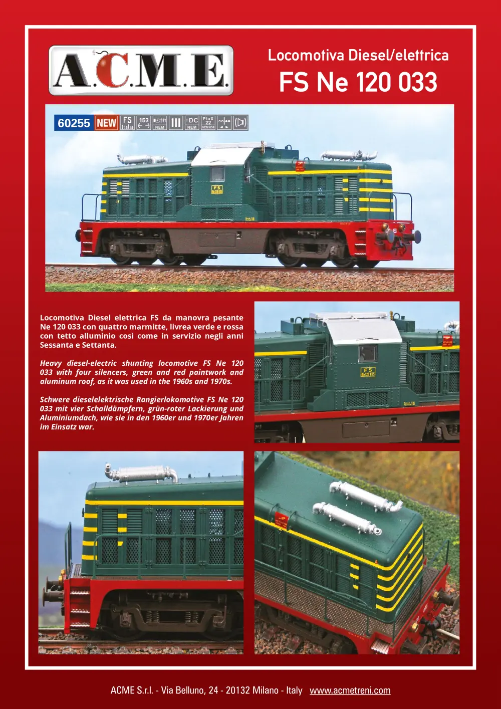 ACME - Anonima Costruzioni Modellistiche Esatte - Locomotiva Diesel/elettrica FS Ne 120 033 (ref. 60255)