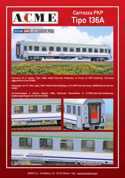 Carrozza PKP Tipo 136A (ref. 52726) - ACME - Anonima Costruzioni Modellistiche Esatte